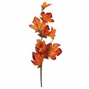 Цветок искусственный ветвь Клен 60см красно-оранжевая 000000000001218465