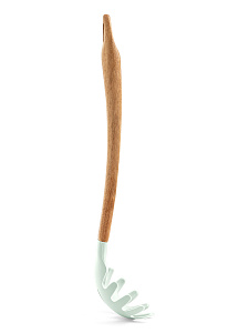 Ложка для спагетти 31x7,5x1,6см DE'NASTIA деревянная ручка мятный силикон 000000000001213954