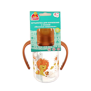 Бутылочка с соской от 0 месяцев Веселые животные Lubby, 250мл 000000000001135408