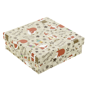 Коробка подарочная 15x15x5см РУТАУПАК Веселый Санта квадратная 000000000001208364