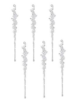 Декоративное украшение Сосулька на елку 15см 6шт прозрачная пластик 000000000001228119