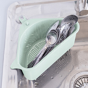 Органайзер кухонный/органайзер на раковину 25,5х14х10см DE'NASTIA угловой с присоской мятный пластик 000000000001212529