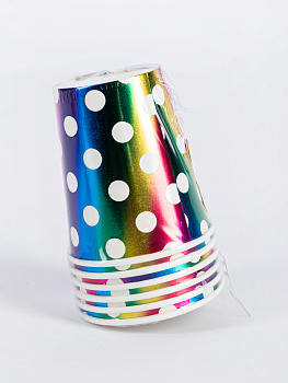 Набор стаканов одноразовых 6шт 200мл Хамелеон горох бумага 000000000001210188