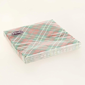 Салфетки бумажные 33 Plushe Шотландская Клетка трёхслойные 18 листов 10500 000000000001202574