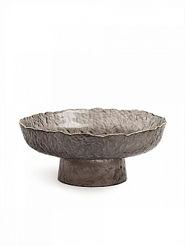 Фруктовница 14,5см 330мл DE'NASTIA Лед золотая кайма черный стекло 000000000001227978