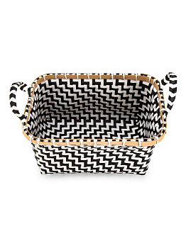 Корзина для хранения  плетенка прямоугольная 35х24х18см черно-белый пластик_ST 000000000001228739