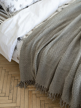 Плед 150x200см DE'NASTIA плетеный серый хлопок/шенилл 000000000001230285