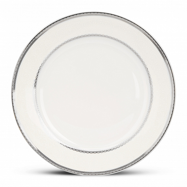 Набор столовой посуды 24 предмета Анжелика с серебром (обеденная/десертная/суповая по 6шт, блюдо овал-2шт, салатник, салфетница, набор специй) фарфор 000000000001219781