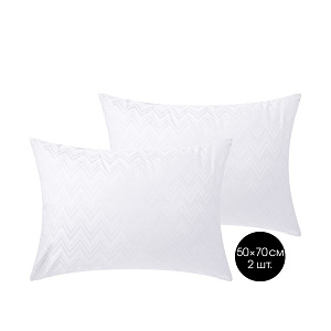 Наволочки 50х70см-2шт DE'NASTIA JQ зигзаг белый сатин хлопок-100% 000000000001215578