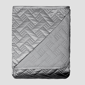 Покрывало 240х260см DE'NASTIA Палермо двустороннее геометрия атласное/матовое серое 100% полиэстер 000000000001127902