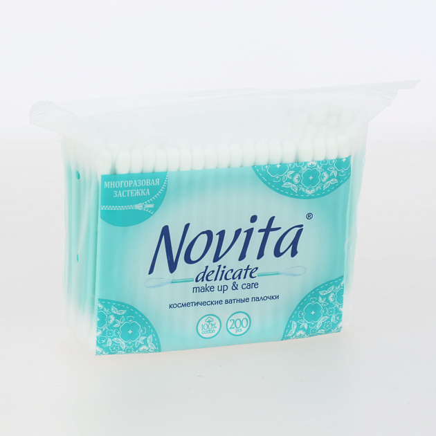 Палочки ватные 200шт NOVITA Delicate еврослот хлопок 000000000001205310