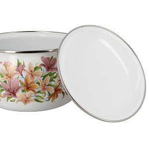 Кастрюля 2л СТАЛЬЭМАЛЬ Лилии сферическая форма эмалированная сталь 000000000001114775