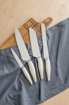 Нож Японский шеф-нож 17,5см DE'NASTIA Wave line молочный нержавеющая сталь/пластик 000000000001228009