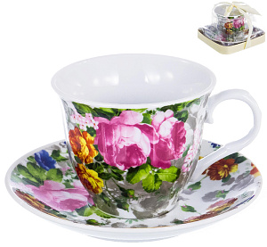 Пара чайная 220мл/блюдце OLAFF Цветение Флора подарочная упаковка фарфор 000000000001197803