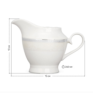 Молочник 260мл Stephanie с перламутром серебро фарфор 000000000001219804