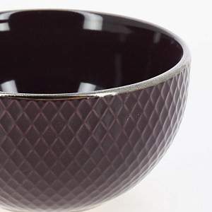 Салатник 13,6см/600мл LUCKY Точки металлическая кайма фиолетовый керамика 000000000001211247