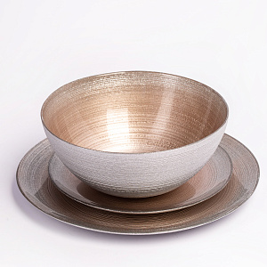 Тарелка десертная 21см GLASSCOM перламутр gold стекло 000000000001213208