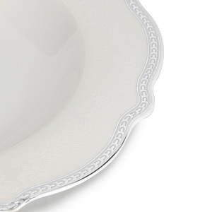 Тарелка суповая 22см Stephanie с перламутром серебро фарфор 000000000001219797