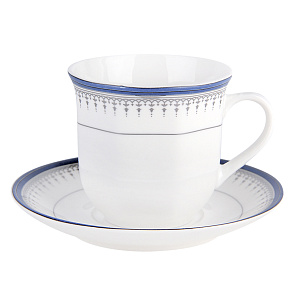 Набор чайный 12 предметов (чашка 200мл-6шт/блюдце-6шт) Индиго лайн форма ребристая подарочная упаковка фарфор 000000000001218524