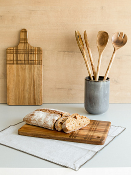 Доска Разделочная 18x30x1,5см DE'NASTIA прямоугольная с узором коричневый дерево 000000000001228051