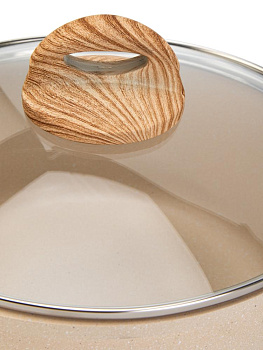 Кастрюля 3,3л CASTA Cream Marble стеклянная крышка с металлическим ободом антипригарное покрытие бакелитовая ручка бежевый жемчуг литой алюминий 000000000001229154