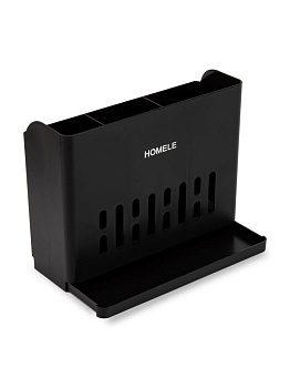 Подставка для столовых приборов 20х7х15,5см черный пластик 000000000001228326