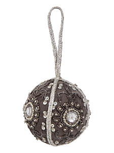 Декоративное украшение D7,5см DE'NASTIA Шар темно-серый бисер/пластик 000000000001229686