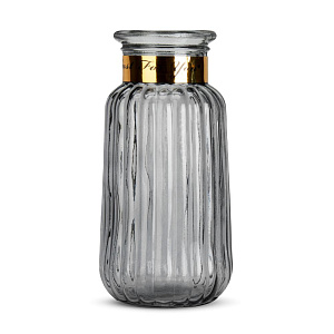 Ваза 22см Виолет декоративная с золотым горлышком стекло 000000000001196397