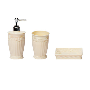 Набор для ванны Тренд Прованс (диспенсер, стакан, мыльница) молочный пластик 000000000001215722