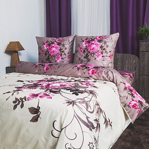 Комплект постельного белья евро DE'NASTIA Сатин Элегия (панно) 70x70см-2шт C010405 000000000001123876