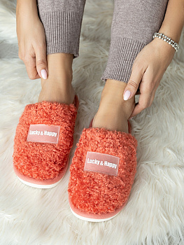Туфли домашние-тапки р.36-37 LUCKY оранжевый шерпа полиэстер 000000000001220273