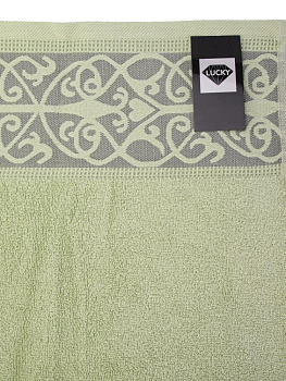 Полотенце махровое 100х150см LUCKY Вензельный бордюр светло-зеленый хлопок 100% 000000000001225092