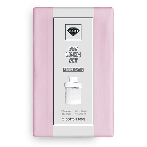 Комплект постельного белья 1,5сп 50х70см-2шт LUCKY коралловый страйп-сатин хлопок 000000000001218141