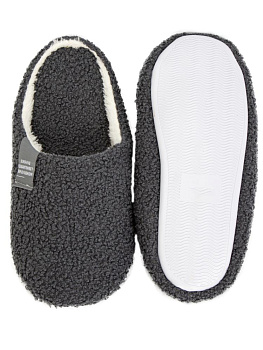 Тапочки домашние 42-43 мужские утепленные серый полиэстер/ПВХ 000000000001228795