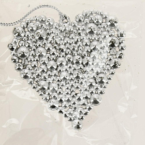 Новогоднее подвесное украшение Сердечко в серебре из полипропилена 8x8x0,3см 81958 000000000001201809