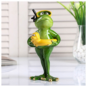 Фигура декоративная 19см Лягушка с кругом 000000000001216785