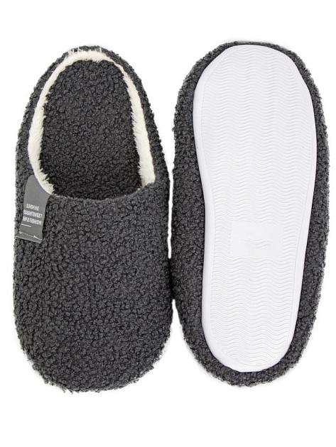 Тапочки домашние 42-43 мужские утепленные серый полиэстер/ПВХ 000000000001228795