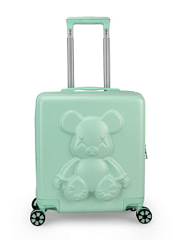 Чемодан на колесах S (38х20х43см) мишка мятный ABS 000000000001226531