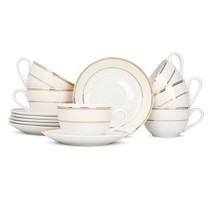 Набор чайный 12 предметов Анжелика с золотом фарфор 000000000001219764