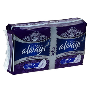 Гигиенические прокладки Ultra Platinum Night Duo Always, 14 шт. 000000000001024822