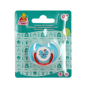 Соска-Пустышка Веселые животные Lubby, от 0 месяцев, латекс 000000000001135433