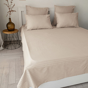 Проcтыня 160x240см DE'NASTIA бежевый страйп-сатин 1см хлопок 100% 000000000001226102