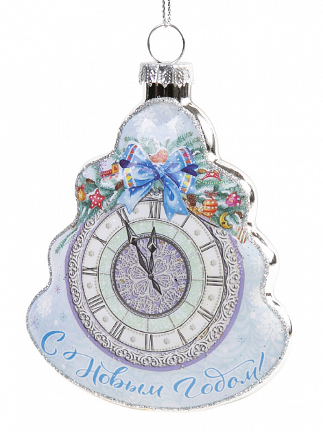 Новогоднее подвесное украшение Часы из стекла / 7х1,5х8 см арт.80371 000000000001191404