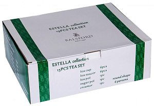 Набор чайный фарфор 15шт 6чашка/6блюдец/чайник/сахарница/молочник подарочная упаковка Эстелла 123-16003 000000000001197860