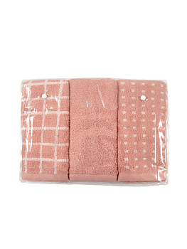 Набор махровых полотенец 40x60см (3шт) 100% Хлопок Коралловый D100040 000000000001194328