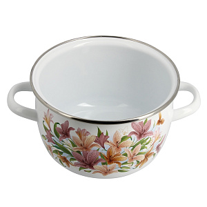 Кастрюля 2л СТАЛЬЭМАЛЬ Лилии сферическая форма эмалированная сталь 000000000001114775