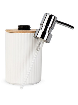 Диспенсер для мыла 250мл 7,6х7,6х16см белый полипропилен/бамбук 000000000001226605