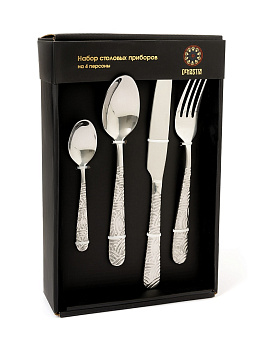Набор столовых приборов 16 предметов (нож, ложка столовая, ложка чайная, вилка) DE'NASTIA Рассвет нержавеющая сталь 000000000001221861
