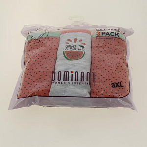 Набор трусов женские Dominant 3шт full brief 3XL принт арбузы 95%хлопок 5%эл 000000000001190346