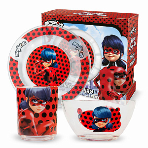 Набор детской посуды 3 предмета ND PLAY Леди Баг и Супер Кот Дизайн 2 стекло 000000000001193236